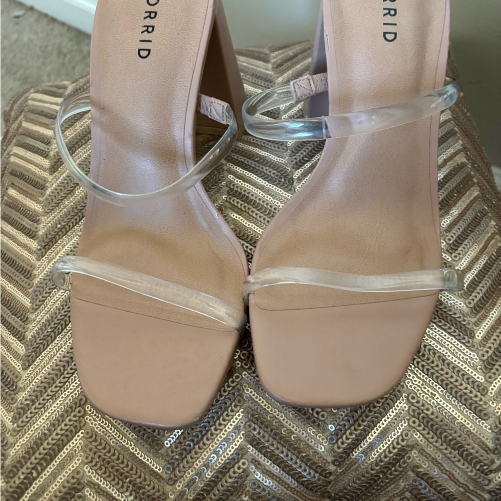 Torrid Blush Heels with Clear Straps